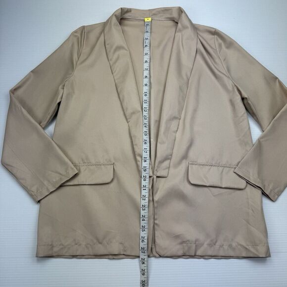 Beige Blazer Long Sleeve Open Front Size XL Work Office Jacket Lightweight - Picture 8 of 11
